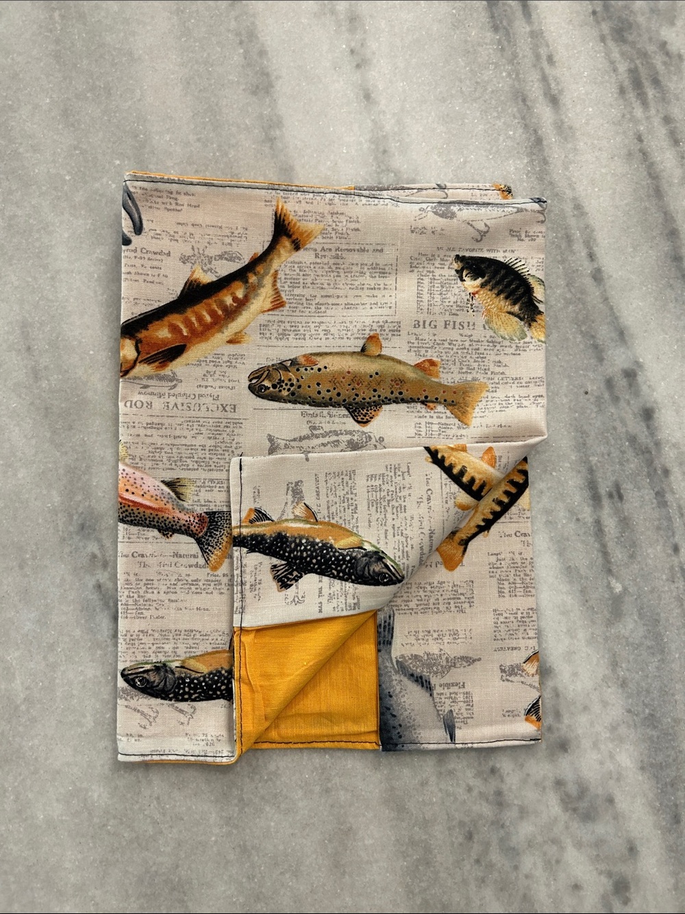 Handmade 8in x 10in Booksock Cover Freshwater Fish Print